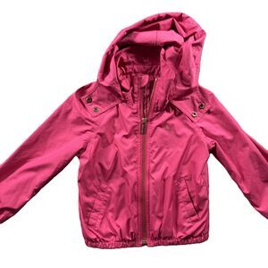 Ralph Lauren Toddler Girl Windbreaker Jacket Hooded Hot Pink Pony 3/3T G212